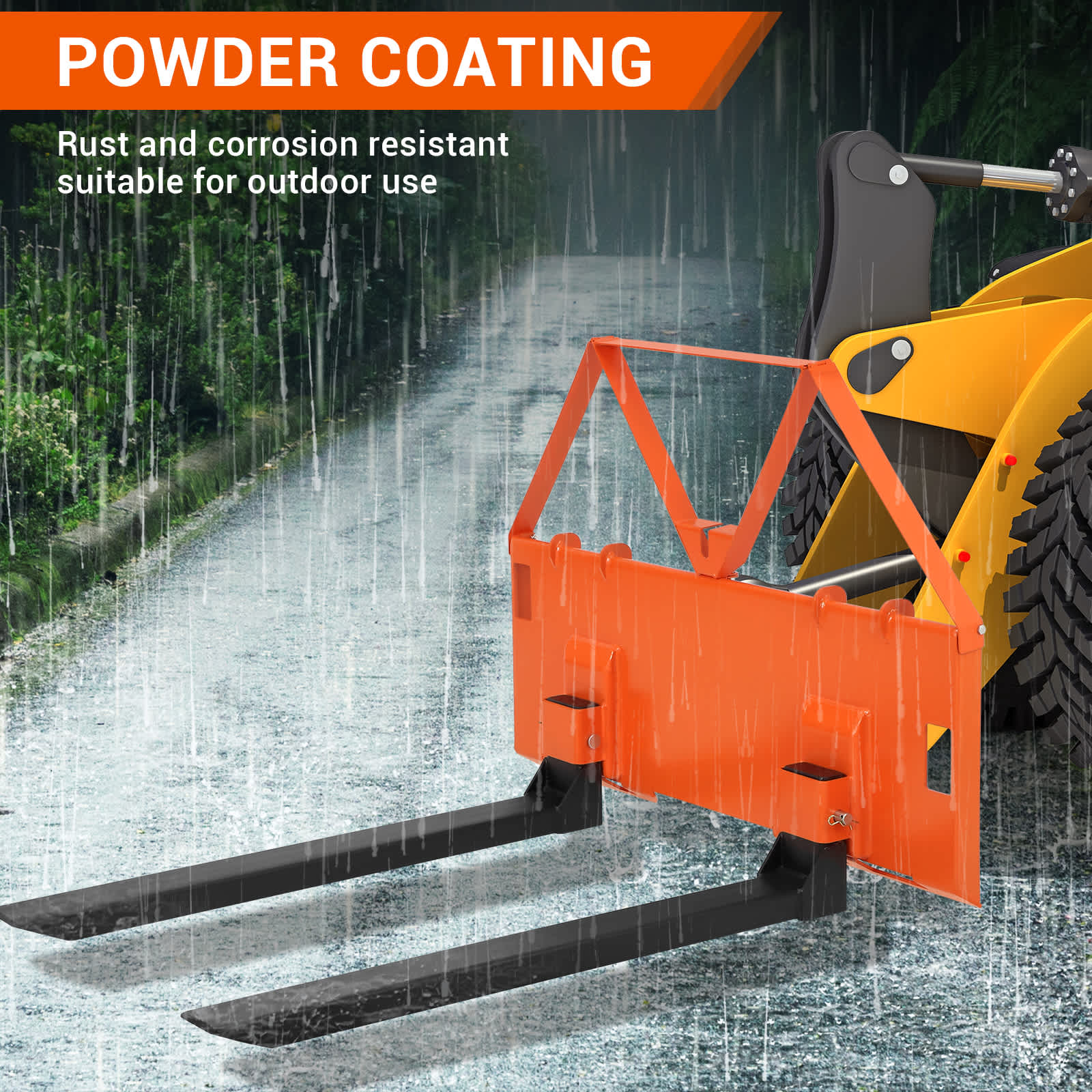 Garvee 45 Skid Steer Pallet Forks Heavy Duty 3200 lbs Capacity Skid Steer Forks Attachment for Tractors and Loaders Quick Attach Mount Orange
