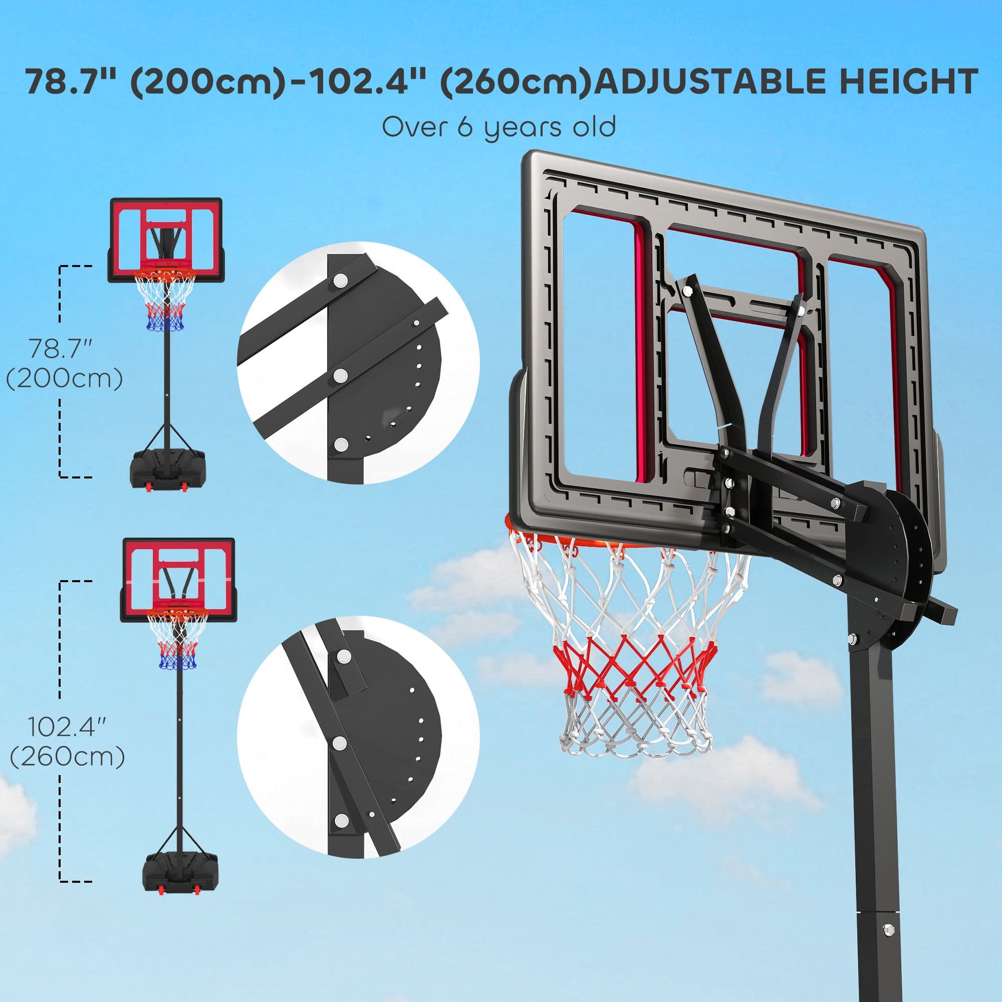 Lycvki Outdoor Portable 23.6-in Basketball System