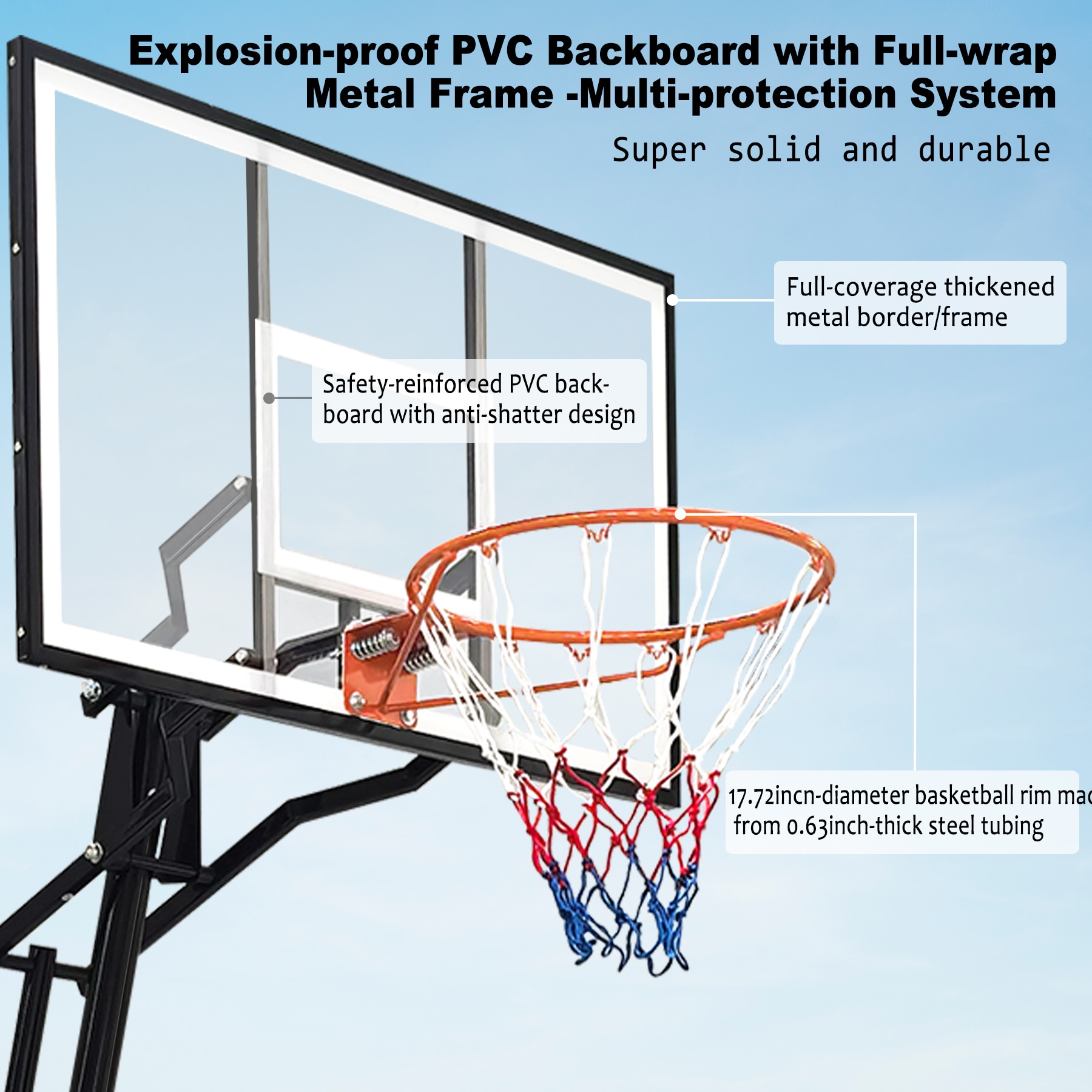LOVMOR Portable Basketball Hoop 810ft 44 Backboard Rebound System Indoor Outdoor