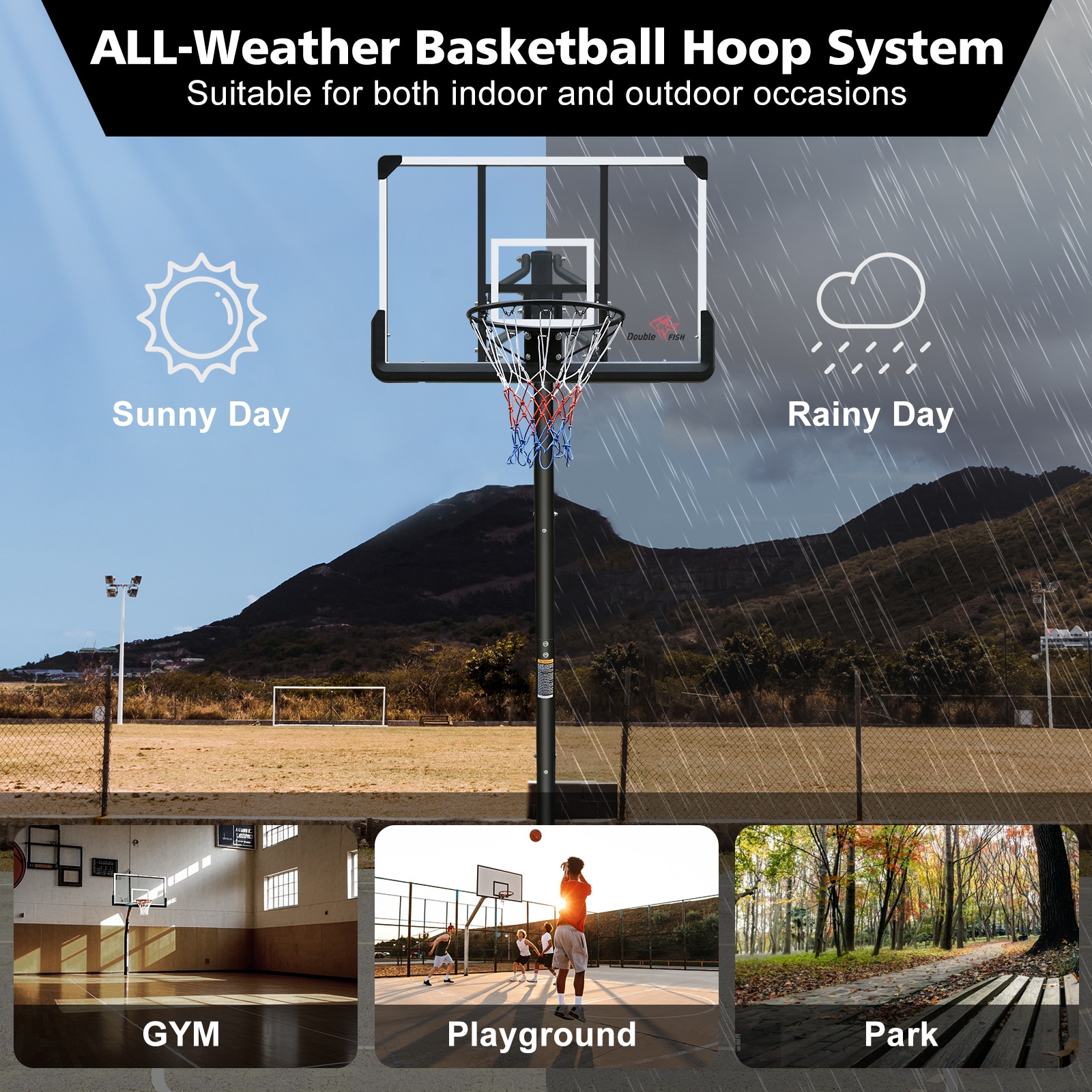 Flynama Indoor/Outdoor Portable 44-in Basketball System