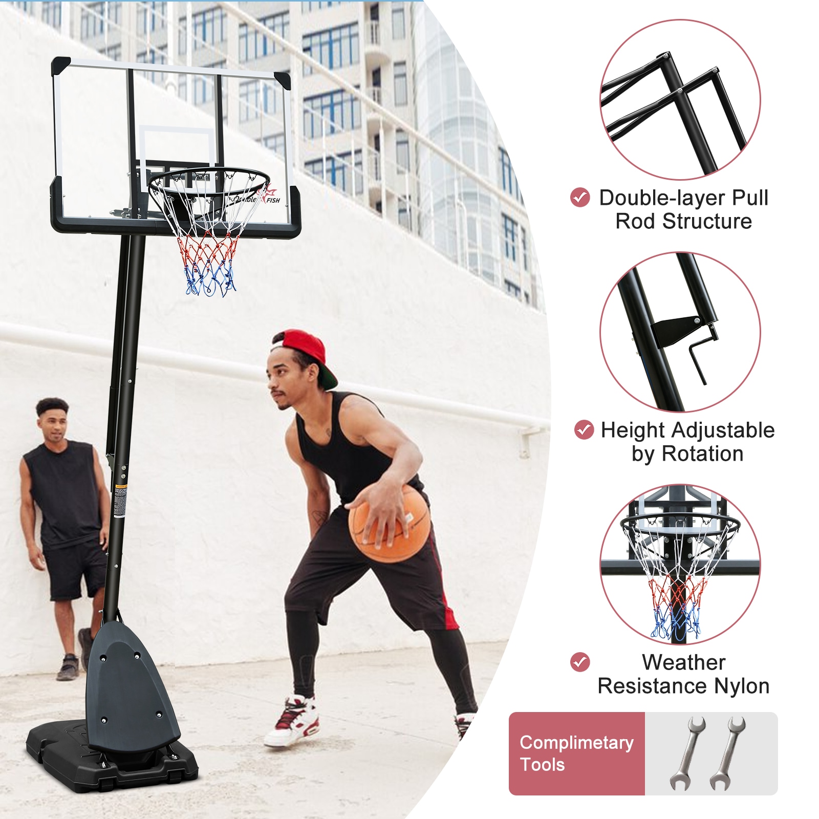 Flynama Indoor/Outdoor Portable 44-in Basketball System