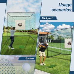 Tatayosi 10 ft x 10 ft Metal Frame Golf Practice Net Cage with Hitting Net Kit
