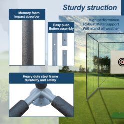 Tatayosi 10 ft x 10 ft Metal Frame Golf Practice Net Cage with Hitting Net Kit