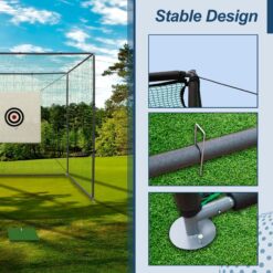 Tatayosi 10 ft x 10 ft Metal Frame Golf Practice Net Cage with Hitting Net Kit