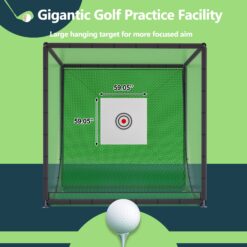 Tatayosi Golf Practice Net Cage 10 x 10 x 10FT Metal Frame Hitting Net Kit for Backyard Golf Batting Cage Netting Golf Training Simulators for Home
