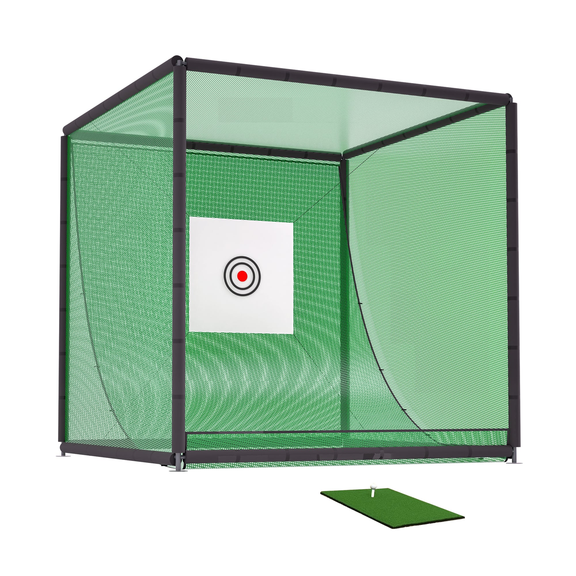 Tatayosi Golf Practice Net Cage 10 x 10 x 10FT Metal Frame Hitting Net Kit for Backyard Golf Batting Cage Netting Golf Training Simulators for Home