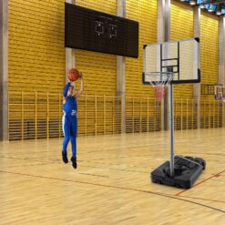 Slickblue Indoor Outdoor Portable Family Basketball Hoop with 44-In Backboard - Black and Gray