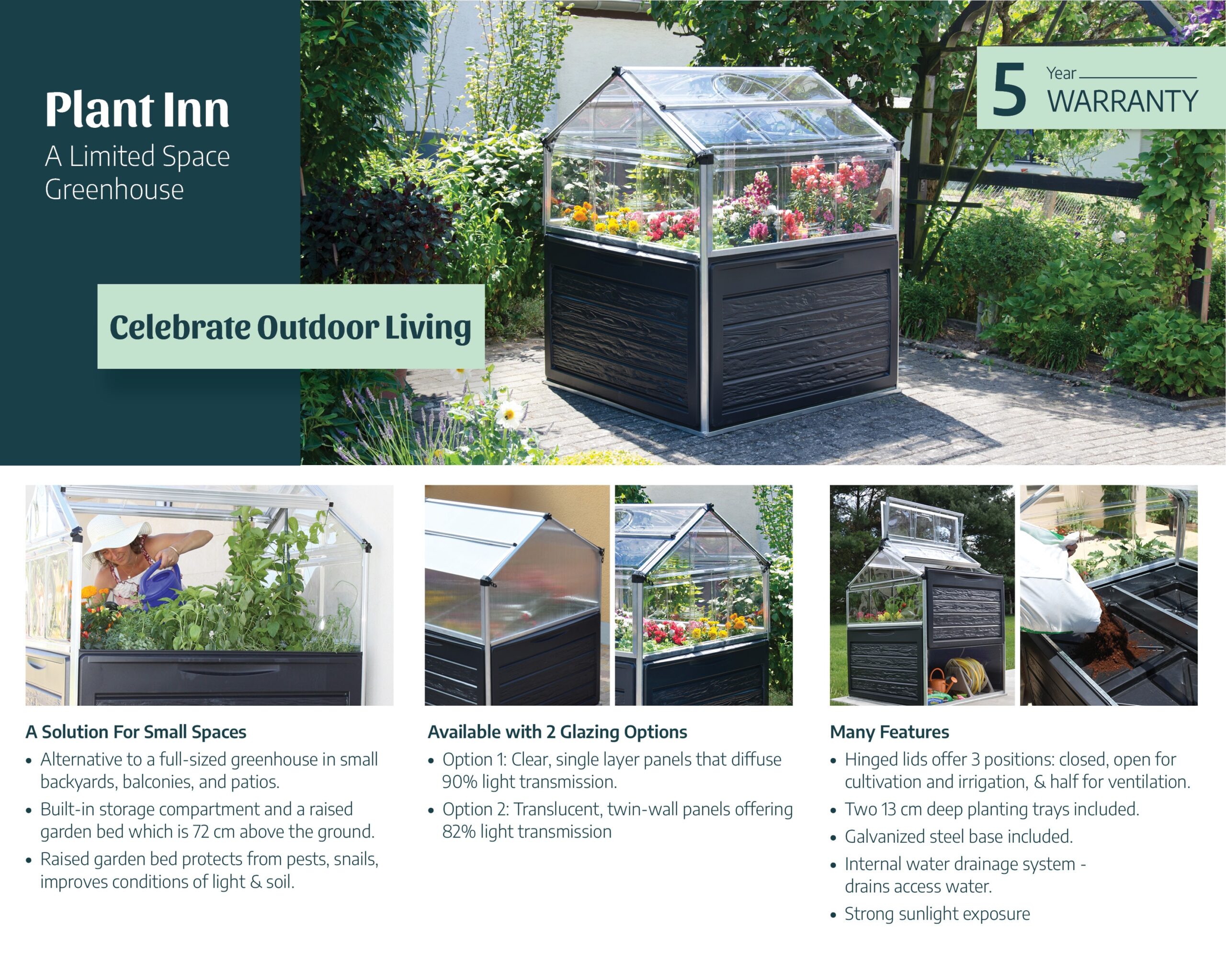 Canopia by Palram Plant Inn 4-ft L x 4-ft W x 4.8-ft H Gray/Clear Greenhouse Kit