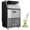 SIMZLIFE 150lbs/24H Commercial Full Size Cubes Ice Maker Machine with 33 lbs Storage and Smart LCD Panel in Stainless Steel