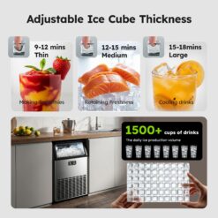 SIMZLIFE 150lbs/24H Commercial Full Size Cubes Ice Maker Machine with 33 lbs Storage and Smart LCD Panel in Stainless Steel
