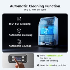 SIMZLIFE 150lbs/24H Commercial Full Size Cubes Ice Maker Machine with 33 lbs Storage and Smart LCD Panel in Stainless Steel