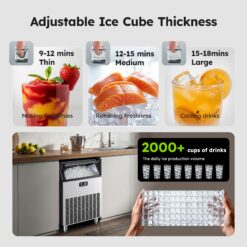 SIMZLIFE 200lbs/24H Commercial Ice Maker Machine with 65 lbs Storage and Smart LCD Panel in Silver Stainless Steel