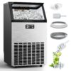 SIMZLIFE 100lbs/24H Commercial Full Size Cubes Ice Maker Machine with 33 lbs Storage and Efficient Compressor in Silver