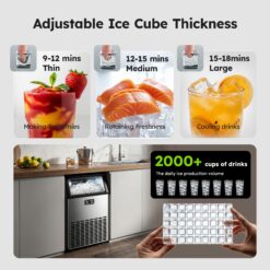 SIMZLIFE 100lbs/24H Commercial Full Size Cubes Ice Maker Machine with 33 lbs Storage and Efficient Compressor in Silver
