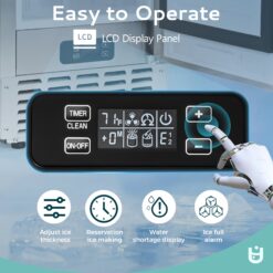 Euhomy 15 in 66lbs/24H Bulit-in/Freestanding Nugget Ice Maker in silver with Ice Full Alert and Auto-Cleaning