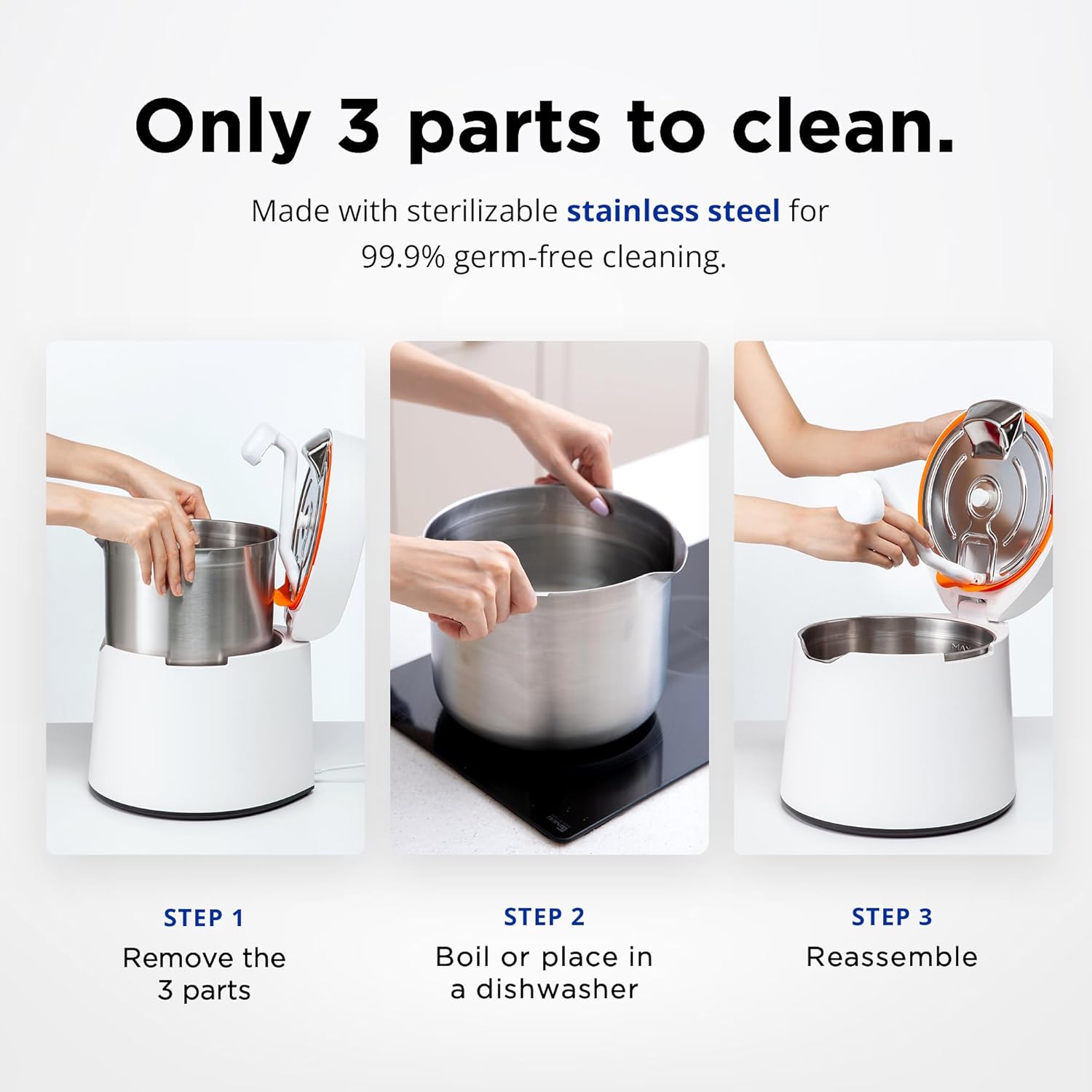 Carepod One Stainless Steel Humidifier for Large Room, Ultrasonic Cool Mist Humidifiers for Bedroom, Filter-Free, Lasts 30Hrs (1Gal/4L)