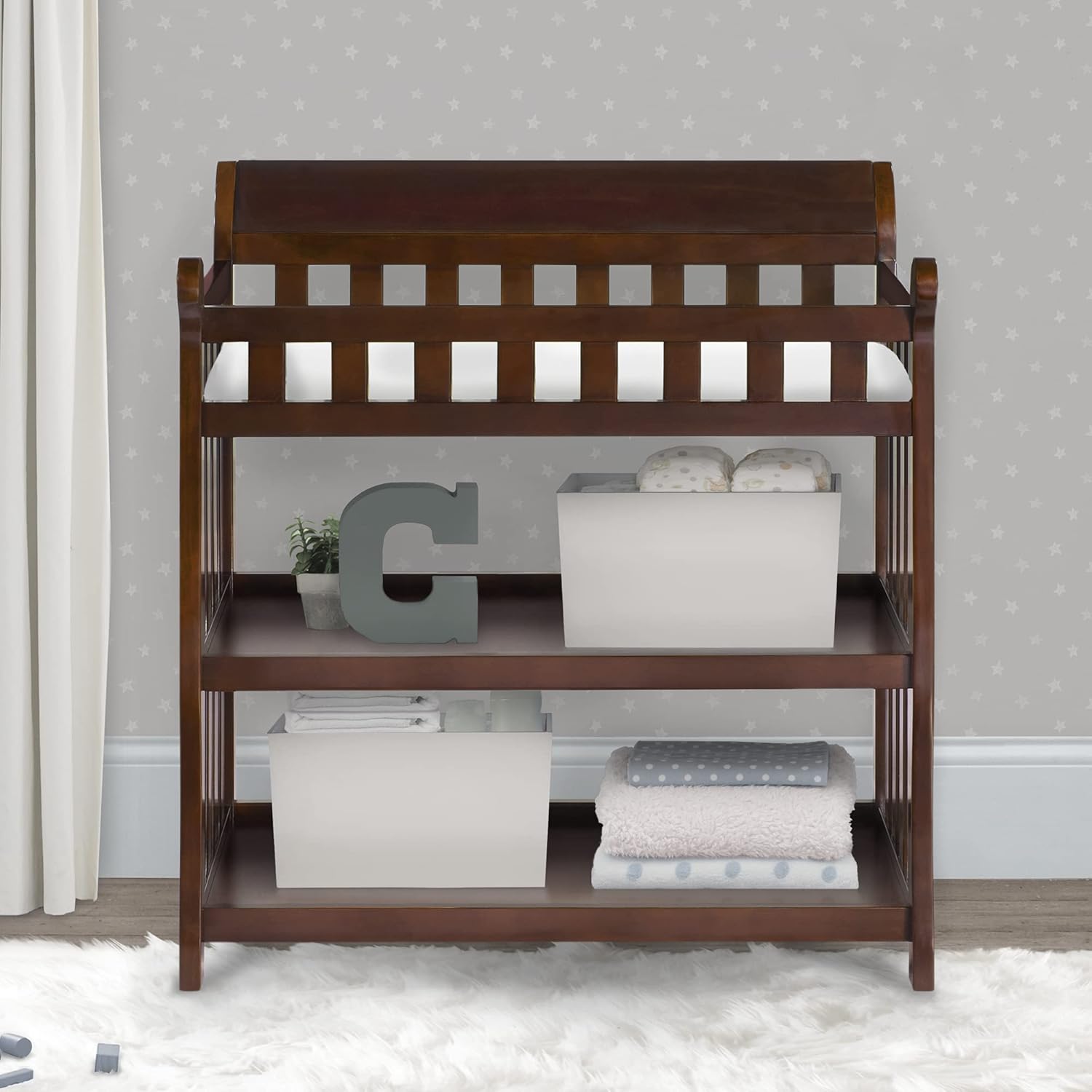 Delta Children Eclipse Changing Table with Changing Pad, Black Cherry