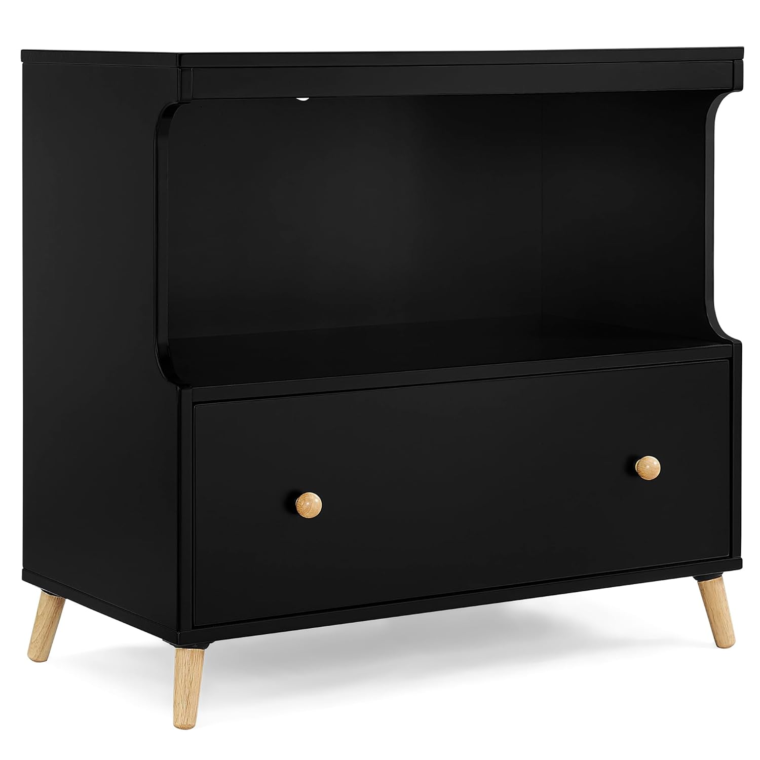 Delta Children Essex Convertible Changing Table with Drawer, Ebony/Natural