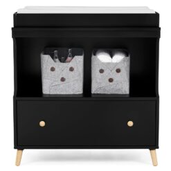Delta Children Essex Convertible Changing Table with Drawer, Ebony/Natural