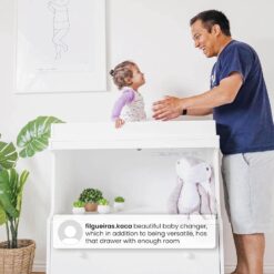 Delta Children Essex Convertible Changing Table with Drawer, Bianca White/Natural