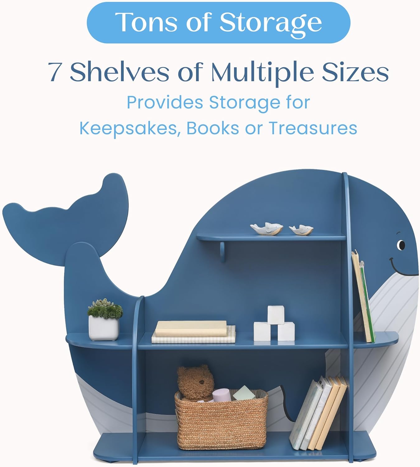 Delta Children Whale Bookcase - Greenguard Gold Certified, Blue