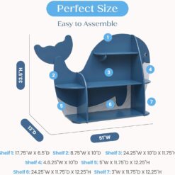 Delta Children Whale Bookcase - Greenguard Gold Certified, Blue