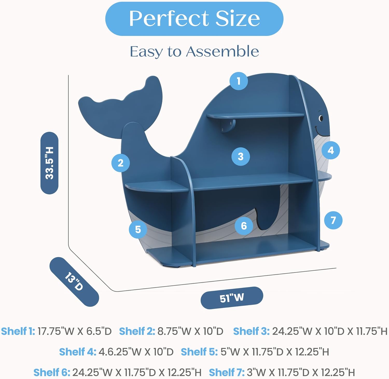 Delta Children Whale Bookcase - Greenguard Gold Certified, Blue