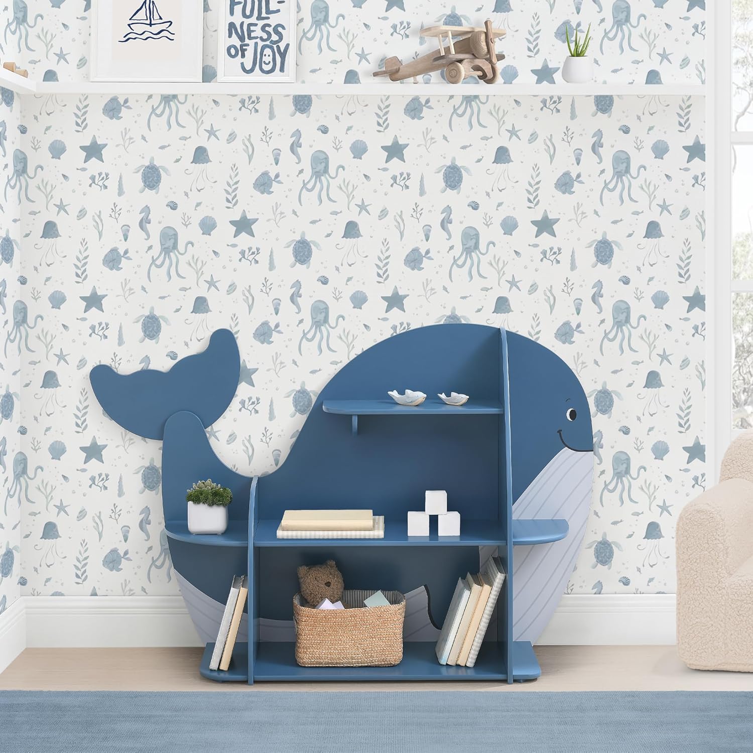 Delta Children Whale Bookcase - Greenguard Gold Certified, Blue
