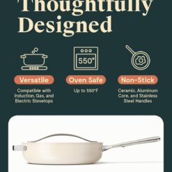 Caraway Nonstick Ceramic Sauté Pan with Lid (4.5 qt, 11.8