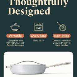 Caraway Nonstick Ceramic Sauté Pan with Lid (4.5 qt, 11.8
