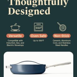 Caraway Nonstick Ceramic Sauté Pan with Lid (4.5 qt, 11.8