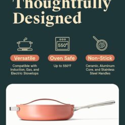 Caraway Nonstick Ceramic Sauté Pan with Lid (4.5 qt, 11.8