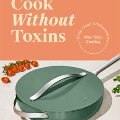 Caraway Nonstick Ceramic Sauté Pan with Lid (4.5 qt, 11.8