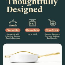 Caraway Nonstick Ceramic Sauté Pan with Lid (4.5 qt, 11.8