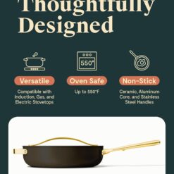 Caraway Nonstick Ceramic Sauté Pan with Lid (4.5 qt, 11.8