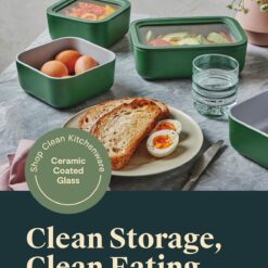 Caraway 13pc Glass Food Storage Container Set - Easy to Store, Non Toxic Lunch Box - with Glass Lids - Includes Storage Organizer - Gray