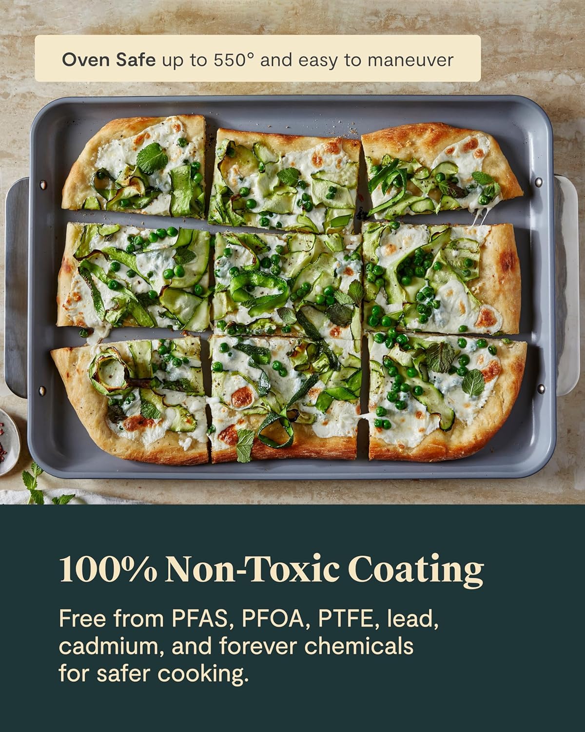 Caraway Non-Stick Ceramic Baking Sheet Duo - Naturally Slick Ceramic Coating - Non-Toxic, PTFE & PFOA Free - Cream