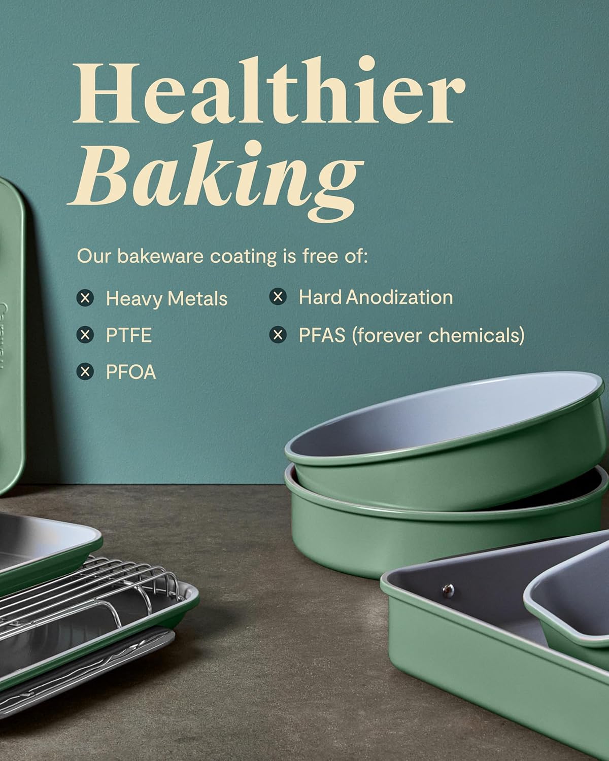 Caraway Non-Stick Ceramic Baking Sheet Duo - Naturally Slick Ceramic Coating - Non-Toxic, PTFE & PFOA Free - Sage