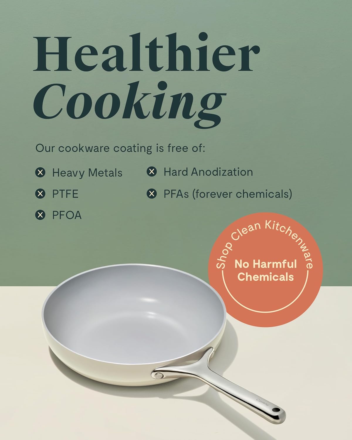 Caraway Nonstick Ceramic Frying Pan (2.7 qt, 10.5") - Non Toxic, PTFE & PFOA Free - Black