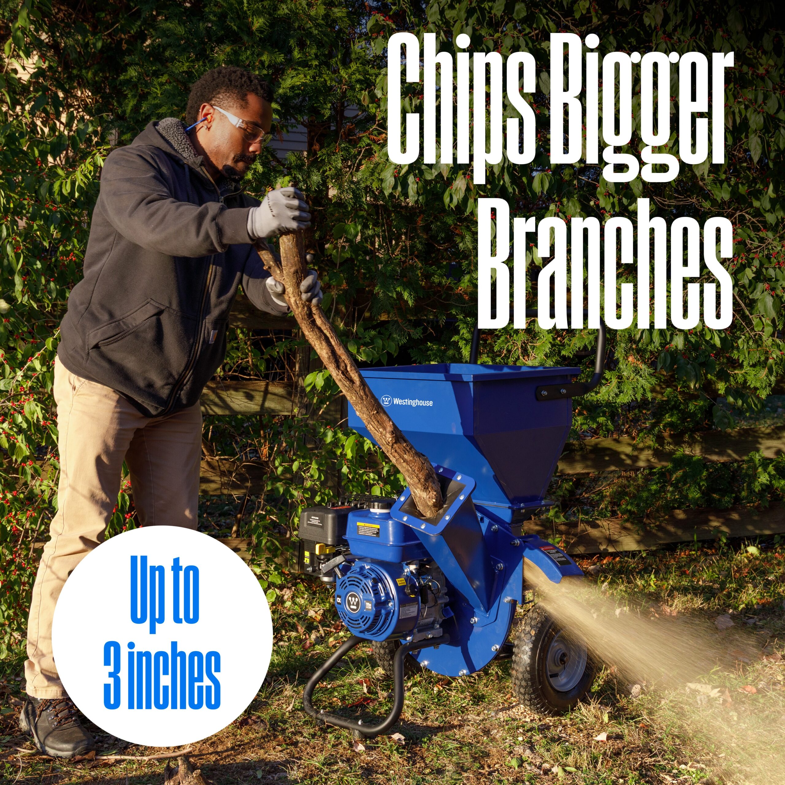 Westinghouse Manual 7 -HP OEM Gas Wood Chipper, 3-in Maximum Branch Diameter 2.8-Bushel Bag Included