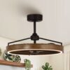 Parrot Uncle 27-in Matte Black with Black Blades LED Fandelier Ceiling Fan With Light and Remote Control Included 3 -Blade