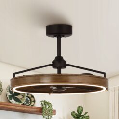 Parrot Uncle 27-in Matte Black with Black Blades LED Fandelier Ceiling Fan With Light and Remote Control Included 3 -Blade