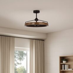 Parrot Uncle 27-in Matte Black with Black Blades LED Fandelier Ceiling Fan With Light and Remote Control Included 3 -Blade