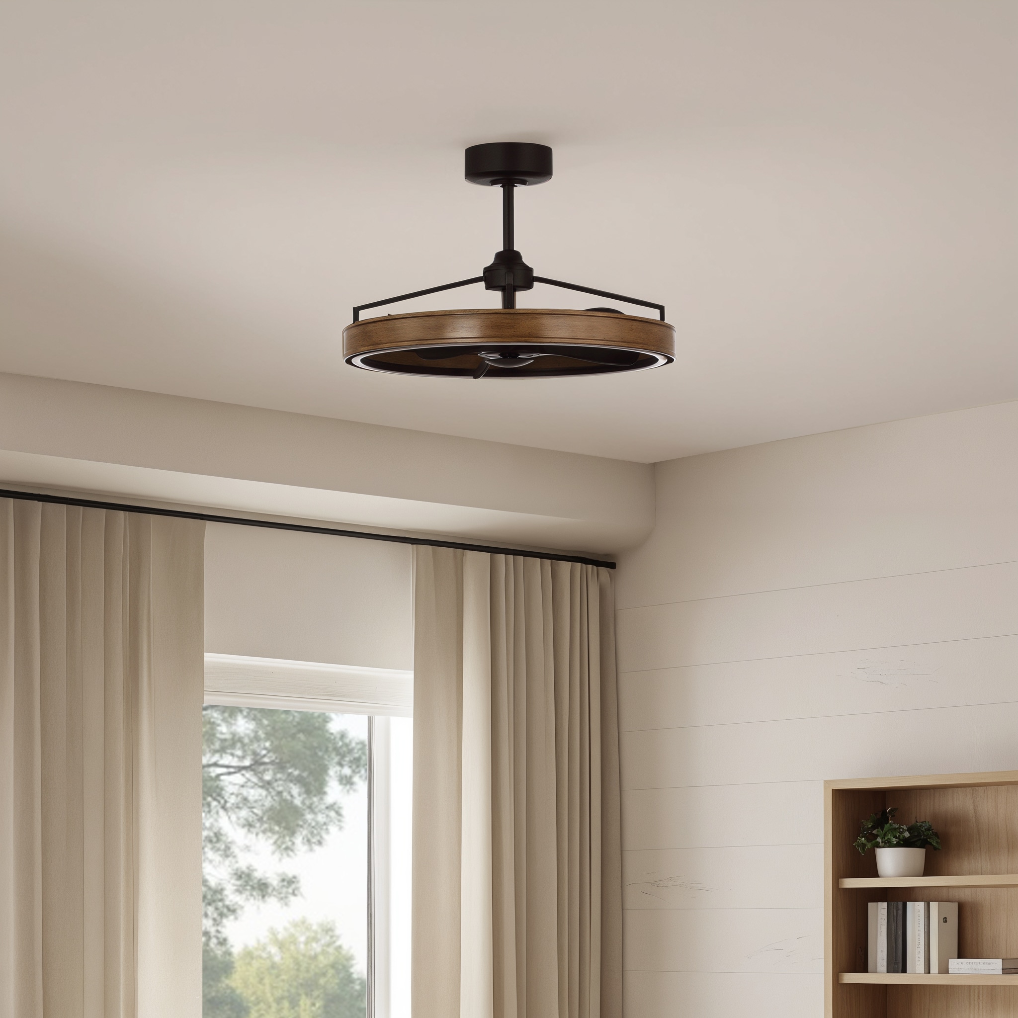 Parrot Uncle 27-in Matte Black with Black Blades LED Fandelier Ceiling Fan With Light and Remote Control Included 3 -Blade