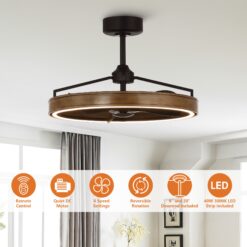 Parrot Uncle 27-in Matte Black with Black Blades LED Fandelier Ceiling Fan With Light and Remote Control Included 3 -Blade
