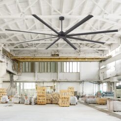 Breezary HVLS Industrial PMSM Motor 120-in Matte Black with Black Aluminum Blades Ceiling Fan Without Light and Remote Control Included 8 -Blade