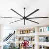 Breezary HVLS Industrial-Grade 120-in Matte Black with Black Aluminum Blades Ceiling Fan Without Light and Remote Control Included 7 -Blade