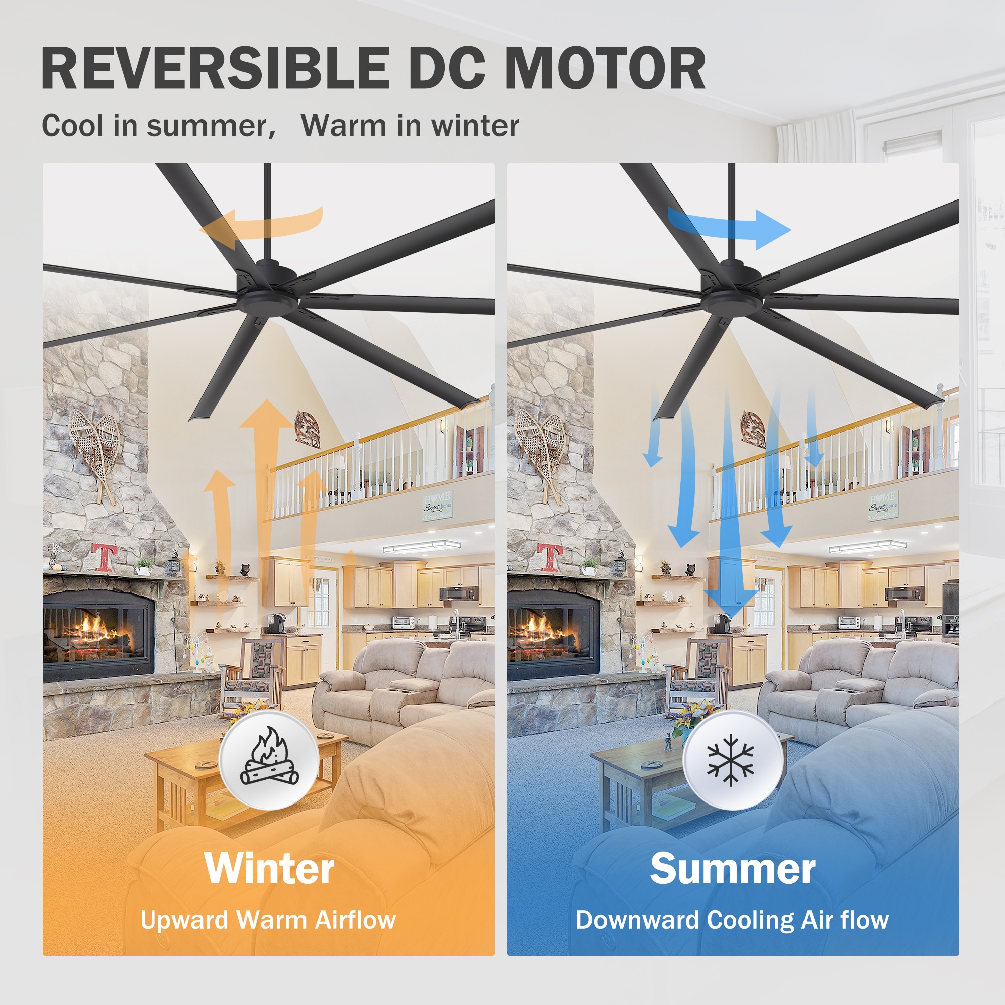 Breezary HVLS Industrial-Grade 120-in Matte Black with Black Aluminum Blades Ceiling Fan Without Light and Remote Control Included 7 -Blade