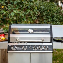 Royal Gourmet Cabinet Style Silver 4 -Burner Liquid Propane Gas Grill 1 -Side Burner
