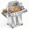 COWSAR Stainless steel with light 4 -Burner Liquid Propane Gas Grill 1 -Side Burner